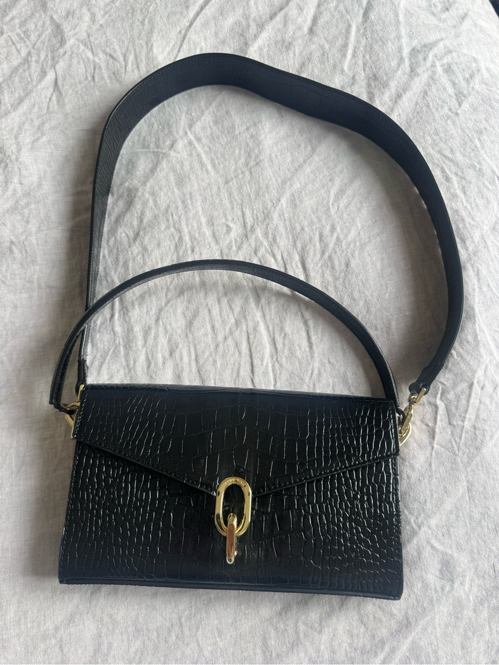 Anine Bing Colette Croc Shoulder Bag
